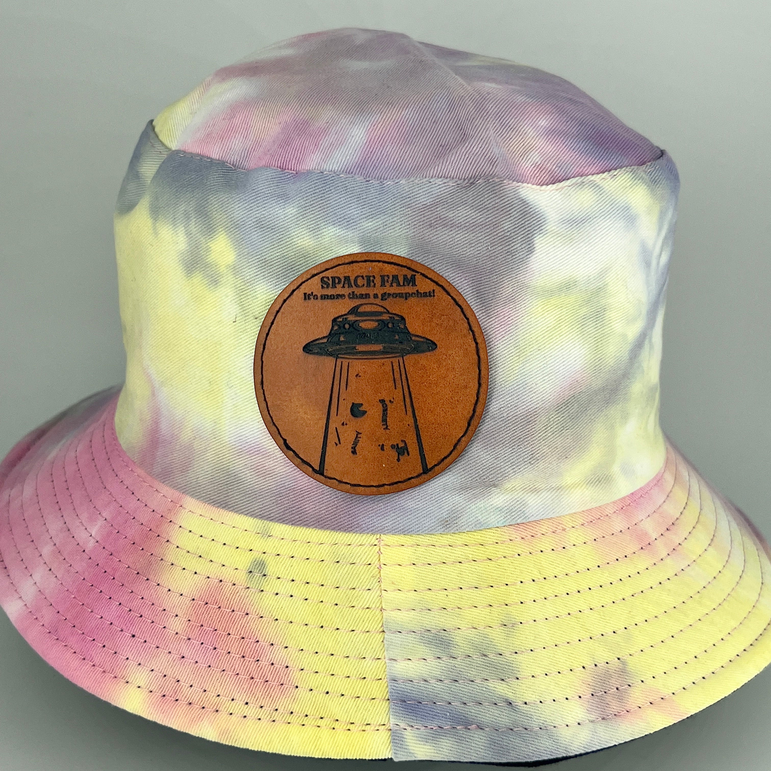 Tie Dye hat with leather patch