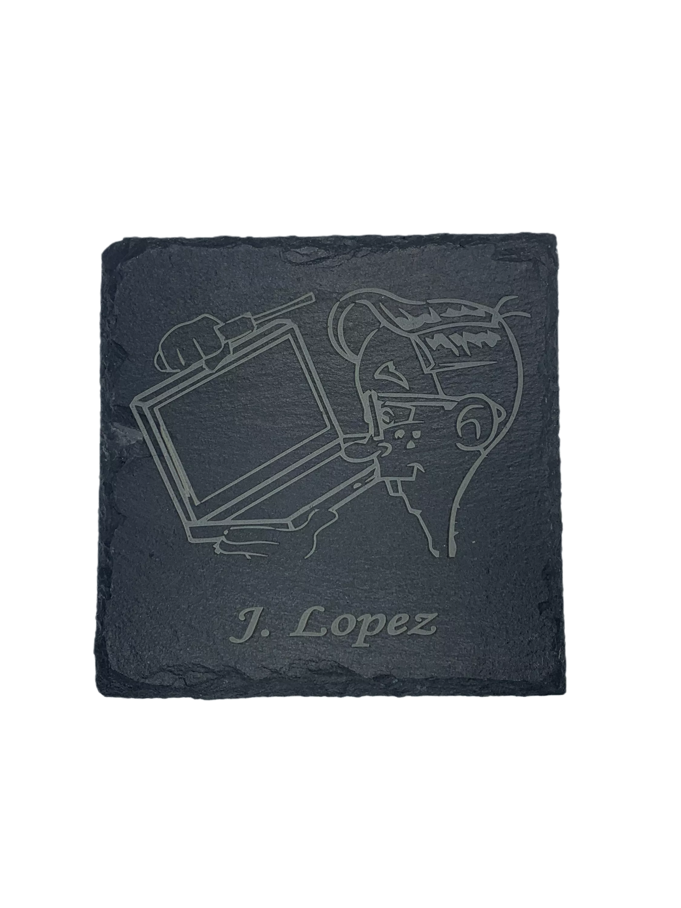 Engraved Slate Coaster with IT worker and name - GalacticLasers