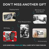 Memories in Aluminum: Personalized Photo Wallet Card don't miss another gift made for deployment, because you love them, first responders, birthdays, and anniversaries give something your love will carry with them forever- GalacticLasers