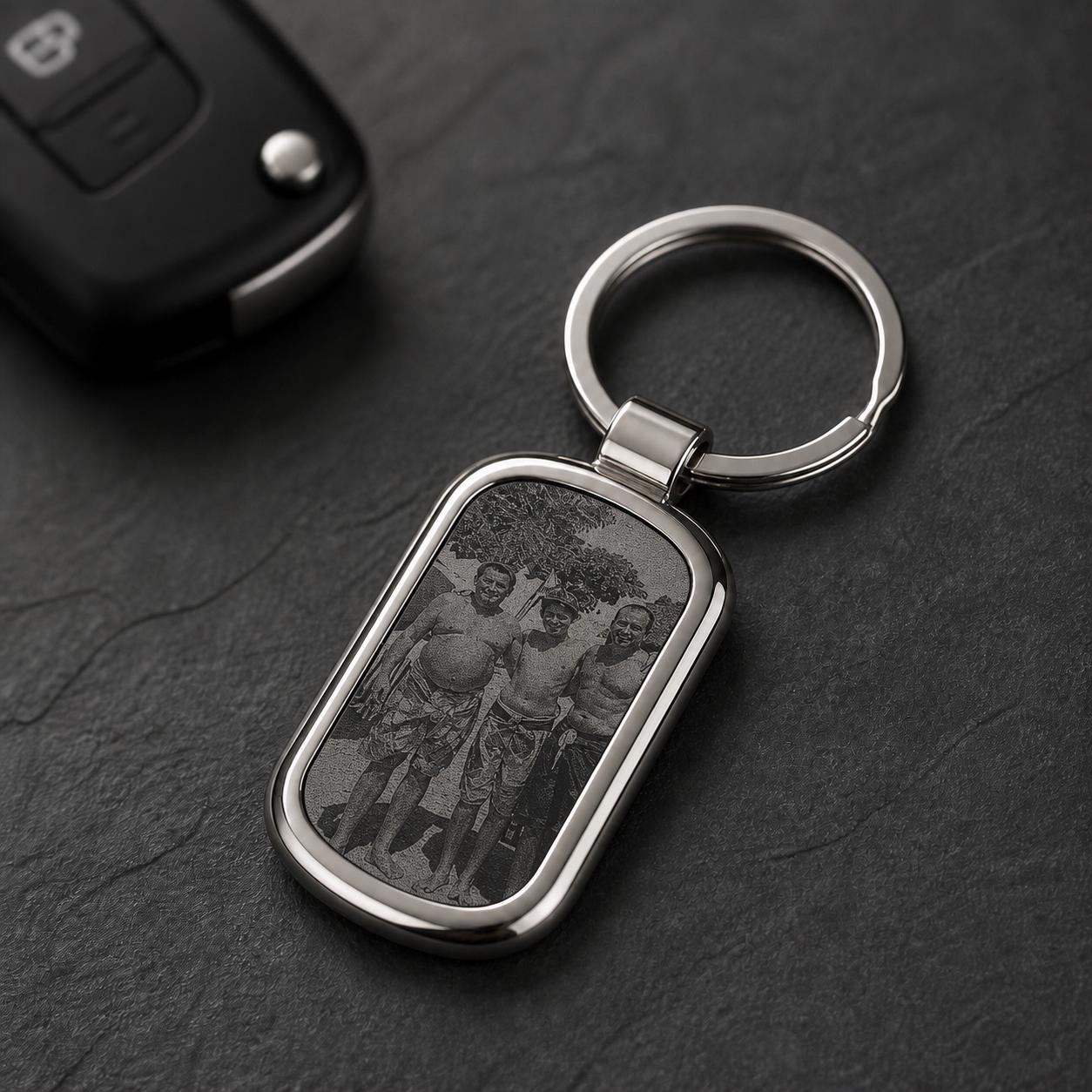 Photo Keychain, Custom Engraved Picture Keychain, Personalized Metal Keyring