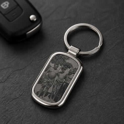 Photo Keychain, Custom Engraved Picture Keychain, Personalized Metal Keyring