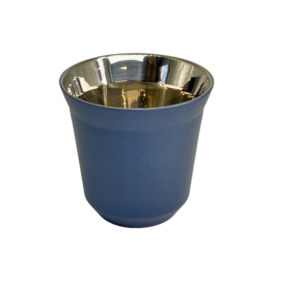 Navy Blue Engraved Single Stainless Steel Demitasse Espresso Cup 80ml - GalacticLasers