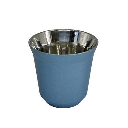 Sky Blue Engraved Single Stainless Steel Demitasse Espresso Cup 80ml - GalacticLasers