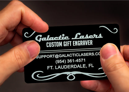 Elevate Your Brand: Luxurious Metal Business Cards 1.25mm thick black anodized aluminum - GalacticLasers