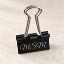 Black money clip laser engraved with the script monogram MSM
