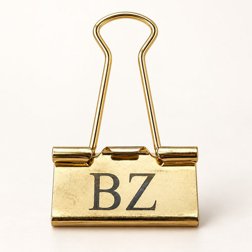 Gold money clip laser engraved with the initials BZ
