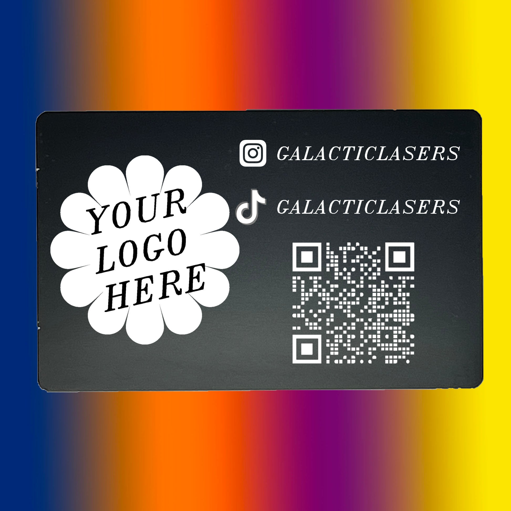 custom metal business card .4mm thick with GalacticLasers information