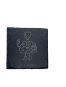 Engraved Slate Coaster with brain and an idea with a name- GalacticLasers