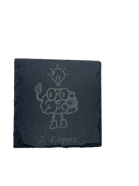 Engraved Slate Coaster with brain and an idea with a name- GalacticLasers