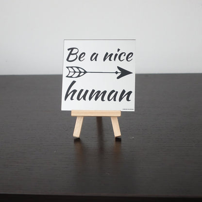 Engraved Glass Mirror "be a nice human" - GalacticLasers